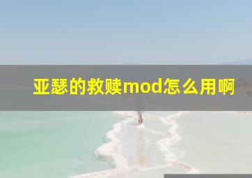 亚瑟的救赎mod怎么用啊