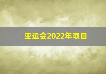 亚运会2022年项目