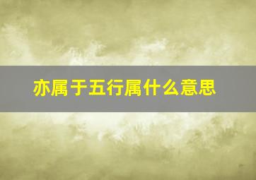 亦属于五行属什么意思