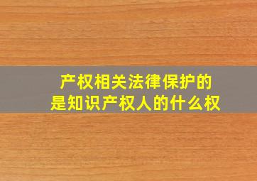 产权相关法律保护的是知识产权人的什么权