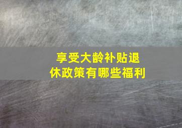 享受大龄补贴退休政策有哪些福利