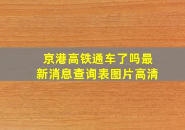 京港高铁通车了吗最新消息查询表图片高清