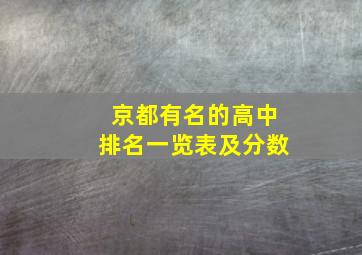 京都有名的高中排名一览表及分数