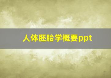 人体胚胎学概要ppt