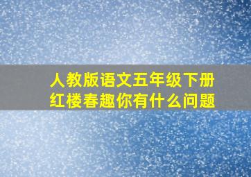 人教版语文五年级下册红楼春趣你有什么问题