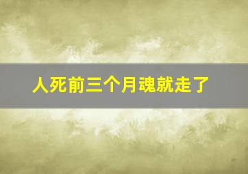 人死前三个月魂就走了