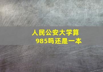 人民公安大学算985吗还是一本