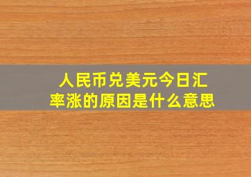 人民币兑美元今日汇率涨的原因是什么意思