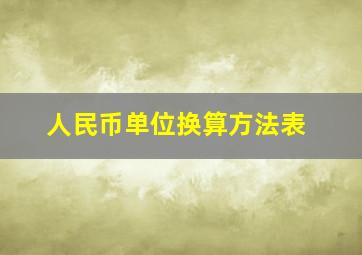 人民币单位换算方法表