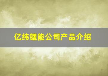 亿纬锂能公司产品介绍