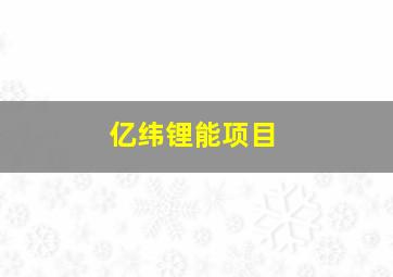 亿纬锂能项目