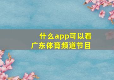 什么app可以看广东体育频道节目