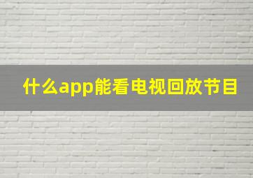 什么app能看电视回放节目