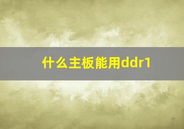 什么主板能用ddr1