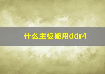 什么主板能用ddr4