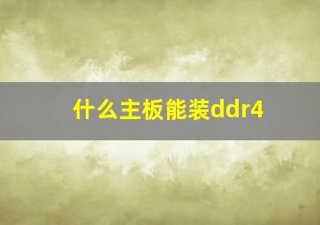 什么主板能装ddr4