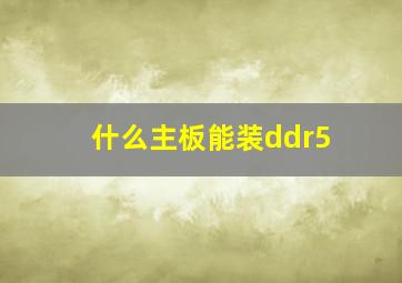 什么主板能装ddr5