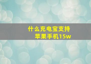 什么充电宝支持苹果手机15w