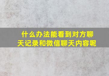 什么办法能看到对方聊天记录和微信聊天内容呢