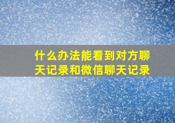 什么办法能看到对方聊天记录和微信聊天记录