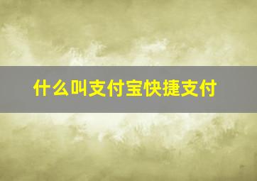 什么叫支付宝快捷支付