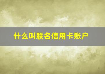 什么叫联名信用卡账户