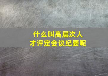 什么叫高层次人才评定会议纪要呢