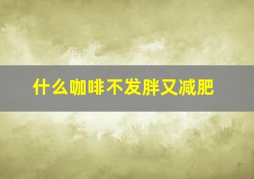 什么咖啡不发胖又减肥