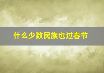 什么少数民族也过春节