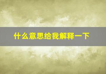 什么意思给我解释一下