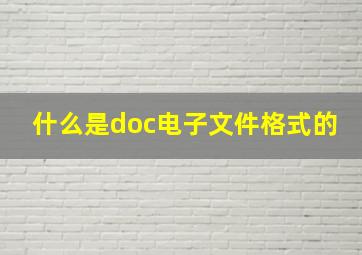 什么是doc电子文件格式的