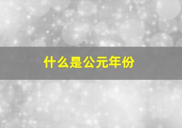 什么是公元年份