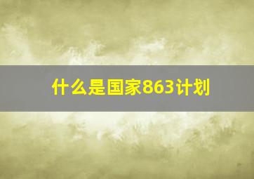 什么是国家863计划