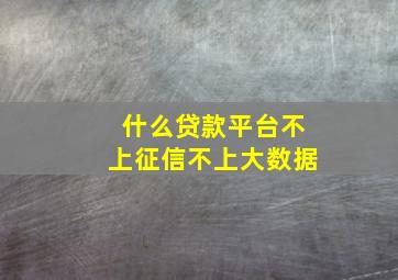 什么贷款平台不上征信不上大数据