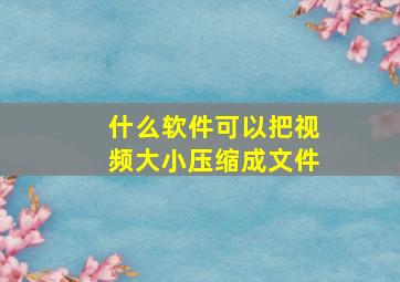 什么软件可以把视频大小压缩成文件