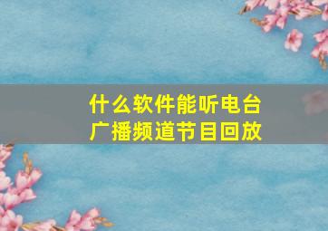 什么软件能听电台广播频道节目回放