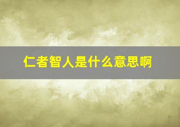 仁者智人是什么意思啊