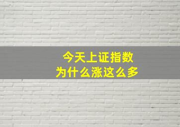 今天上证指数为什么涨这么多