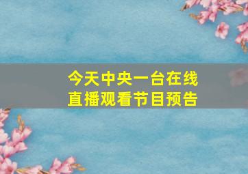 今天中央一台在线直播观看节目预告