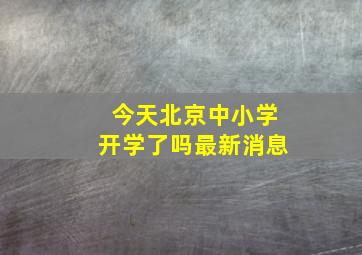 今天北京中小学开学了吗最新消息