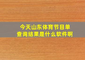 今天山东体育节目单查询结果是什么软件啊