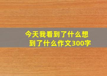 今天我看到了什么想到了什么作文300字