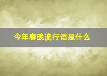 今年春晚流行语是什么