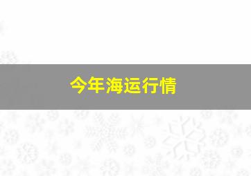 今年海运行情