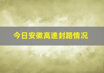 今日安徽高速封路情况