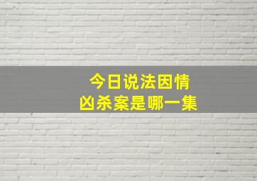 今日说法因情凶杀案是哪一集