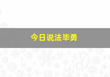 今日说法毕勇