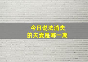 今日说法消失的夫妻是哪一期