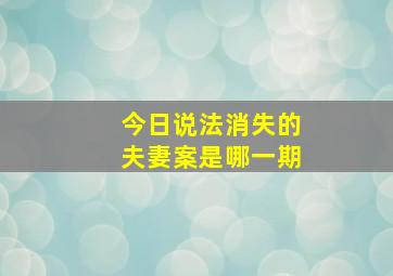 今日说法消失的夫妻案是哪一期