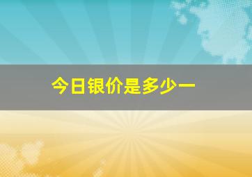 今日银价是多少一